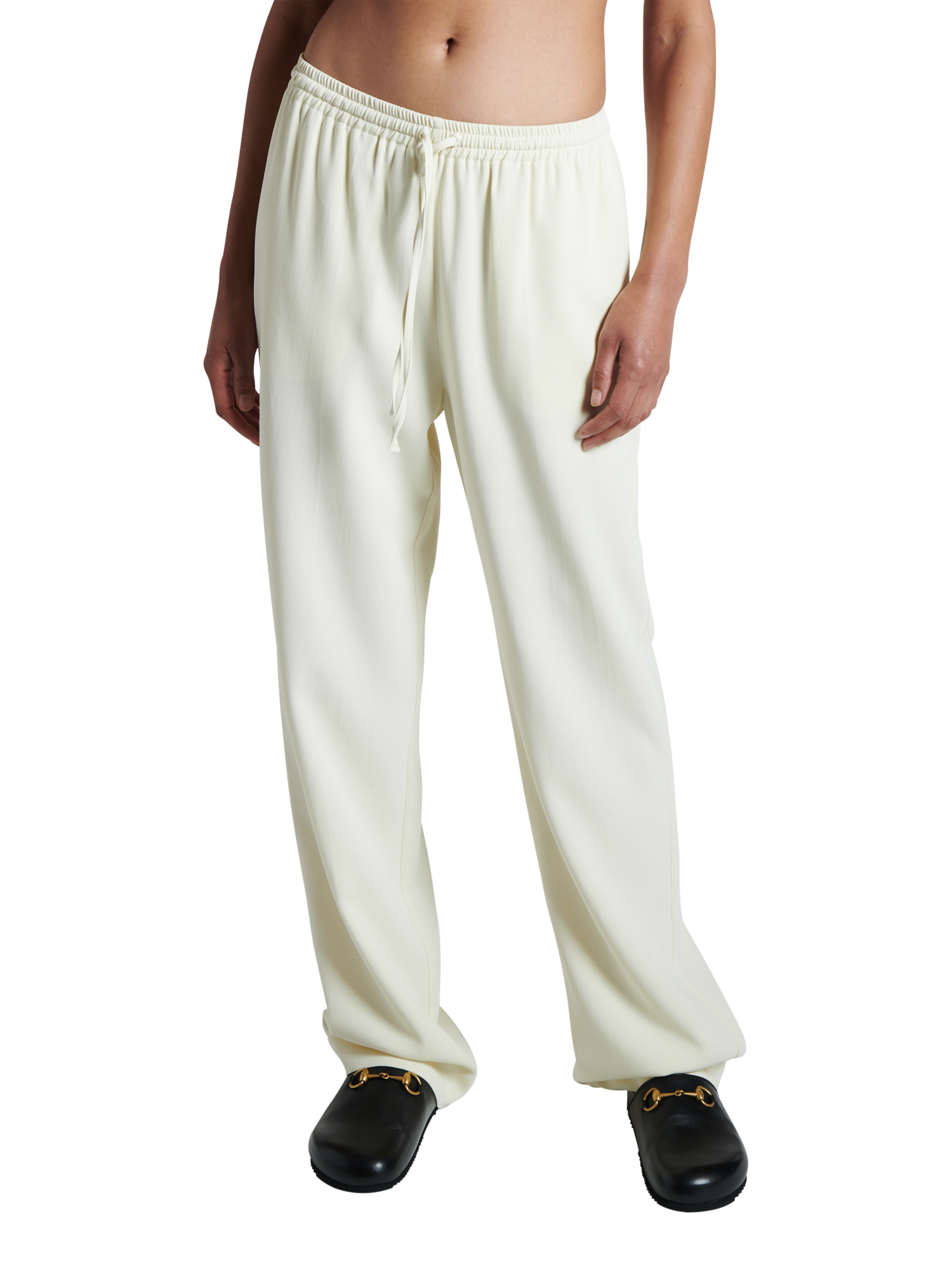 Product image 2 of 5, which shows ASCENO The Aurelia Straight Trousers, Cream, XS