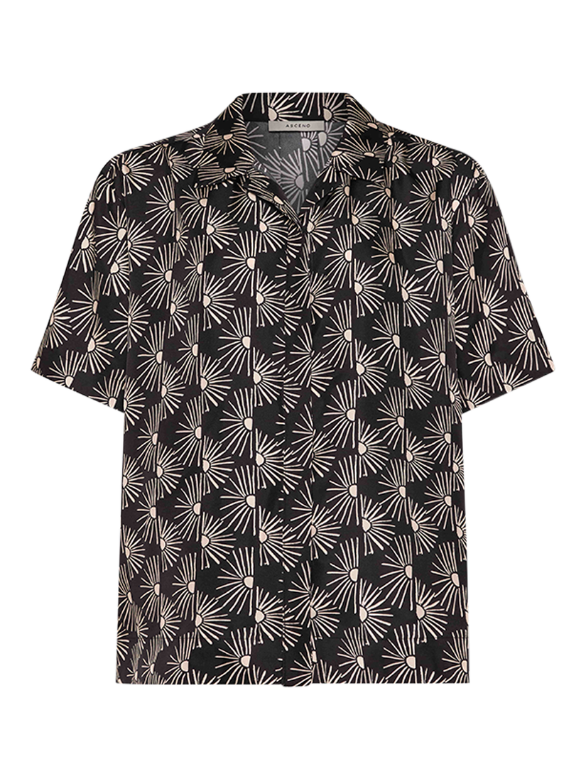 Product image 4 of 6, which shows ASCENO The Montauk Sunrise Pure Silk Shirt, Black/White, XS