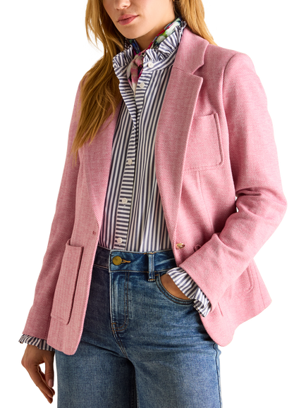 Joules Textured Herringbone Jacket, Pink, Pink