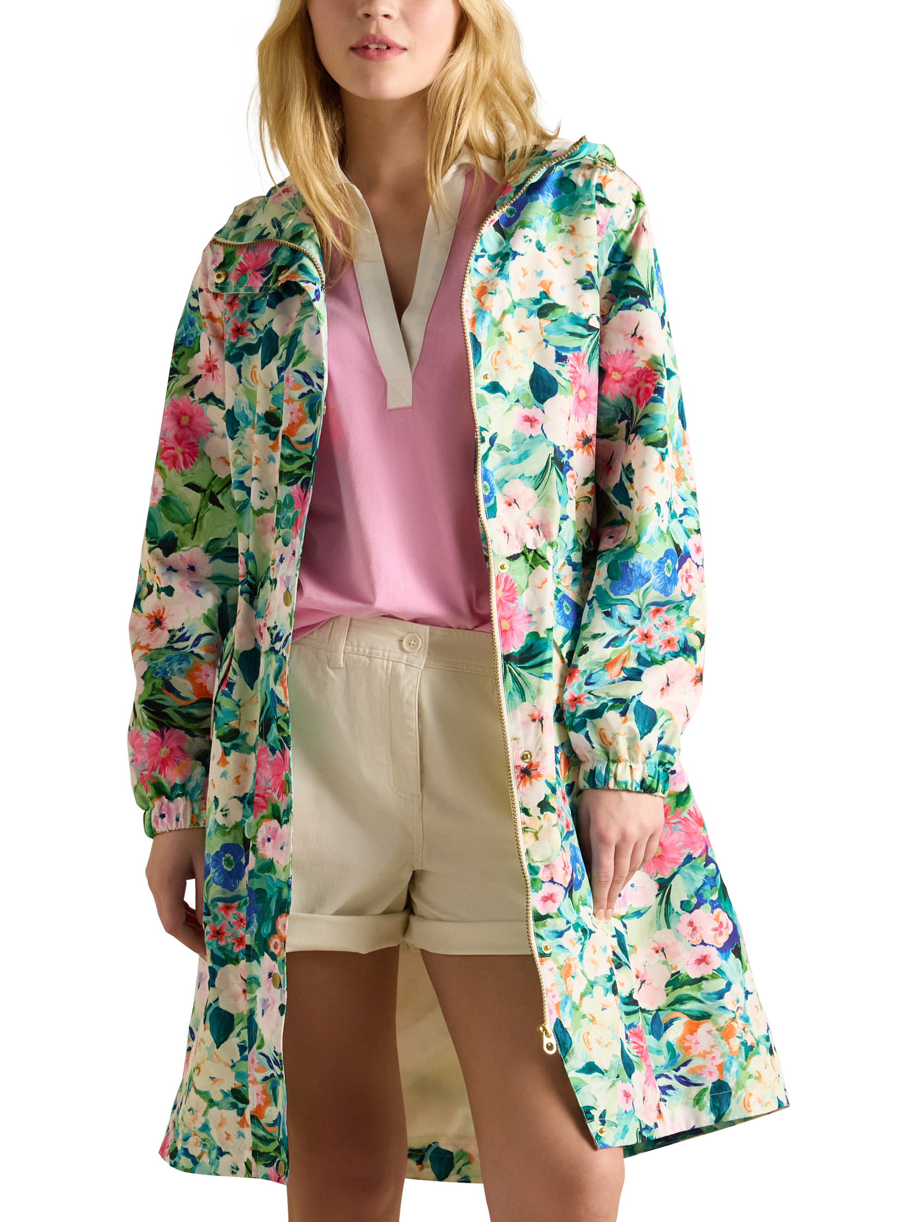 Joules Floral Packable Raincoat, Multi