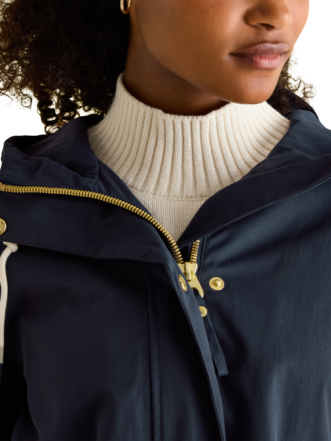 Product image 3 of 7, which shows Joules Taped Seams Waterproof Raincoat, Navy Blue, 6