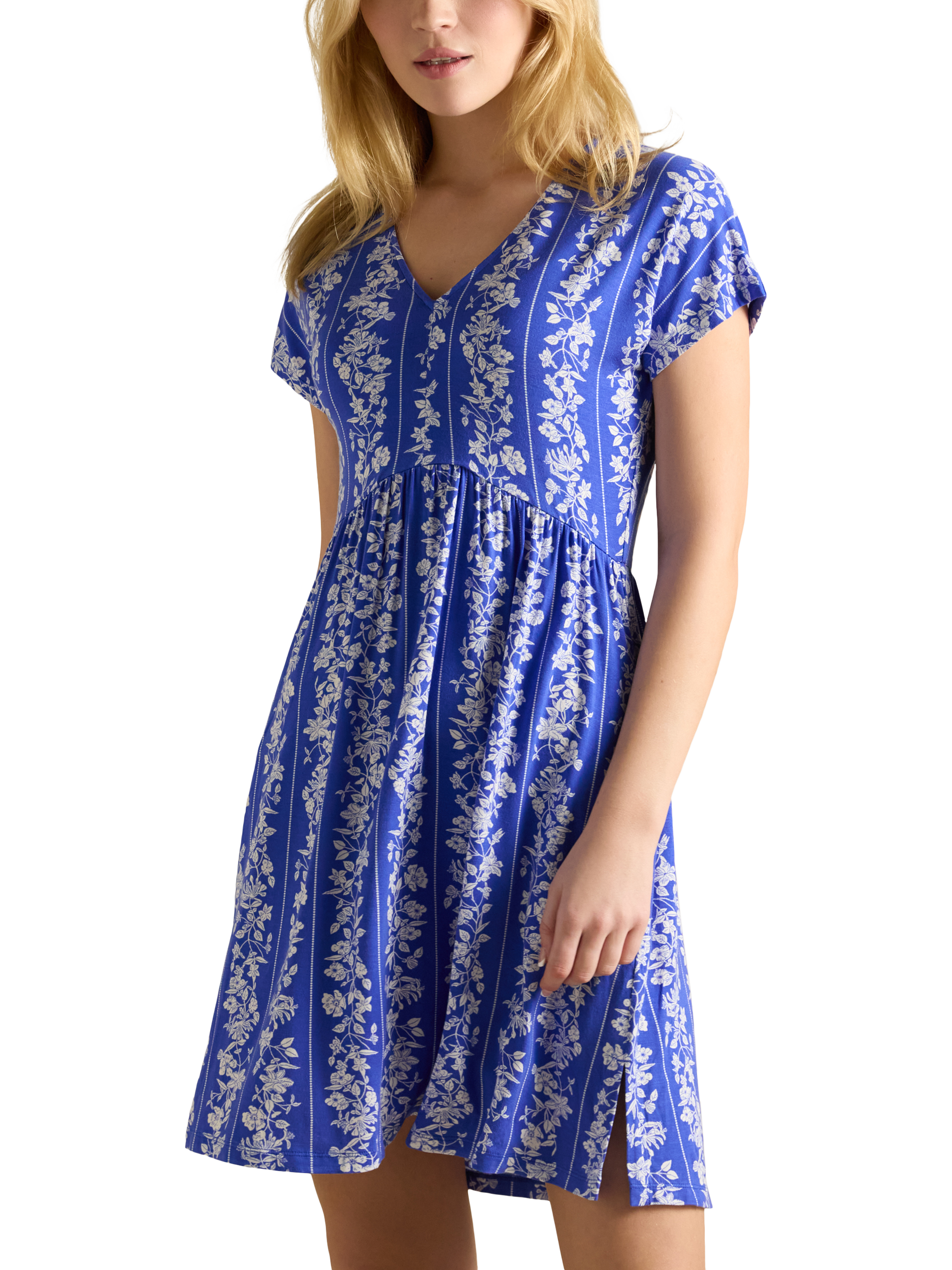 Joules Nia Floral Jersey Dress, Blue/Multi