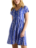 Joules Nia Floral Jersey Dress, Blue/Multi