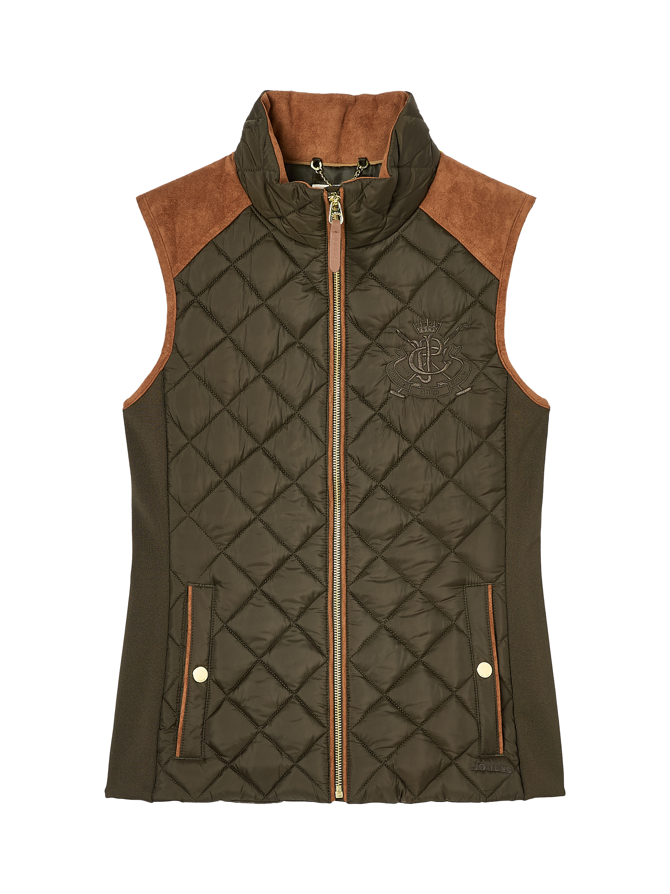 Product image 7 of 7, which shows Joules Luxe Diamond Quilted Showerproof Gilet, Green, 6