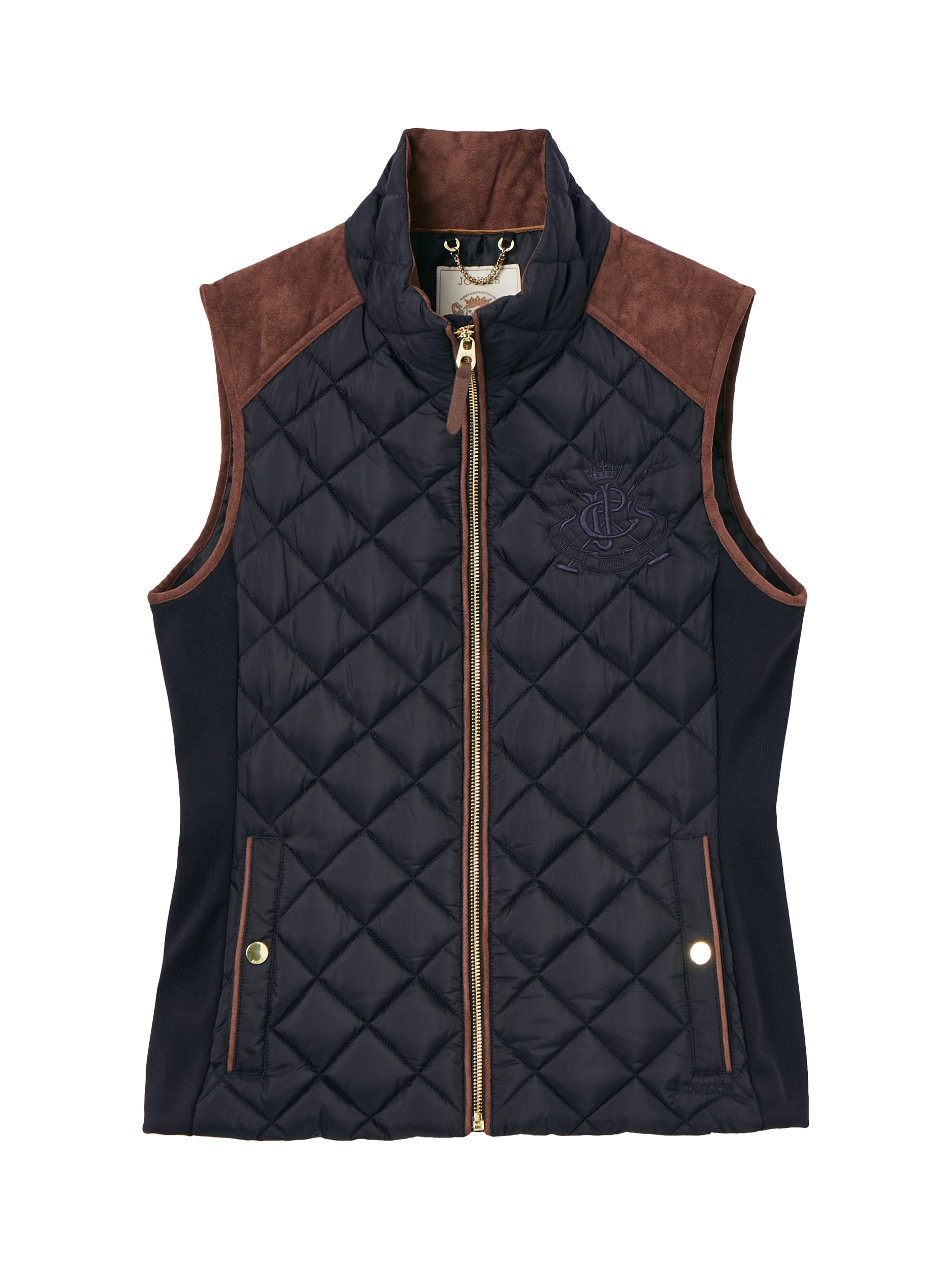 Product image 8 of 8, which shows Joules Luxe Diamond Quilted Showerproof Gilet, Navy, 6