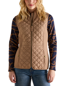Joules Showerproof Diamond Quilted Gilet, Brown