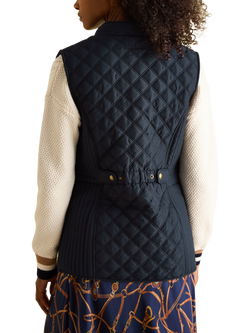 Joules Diamond Quilted Embroidered Gilet - view 2, Navy