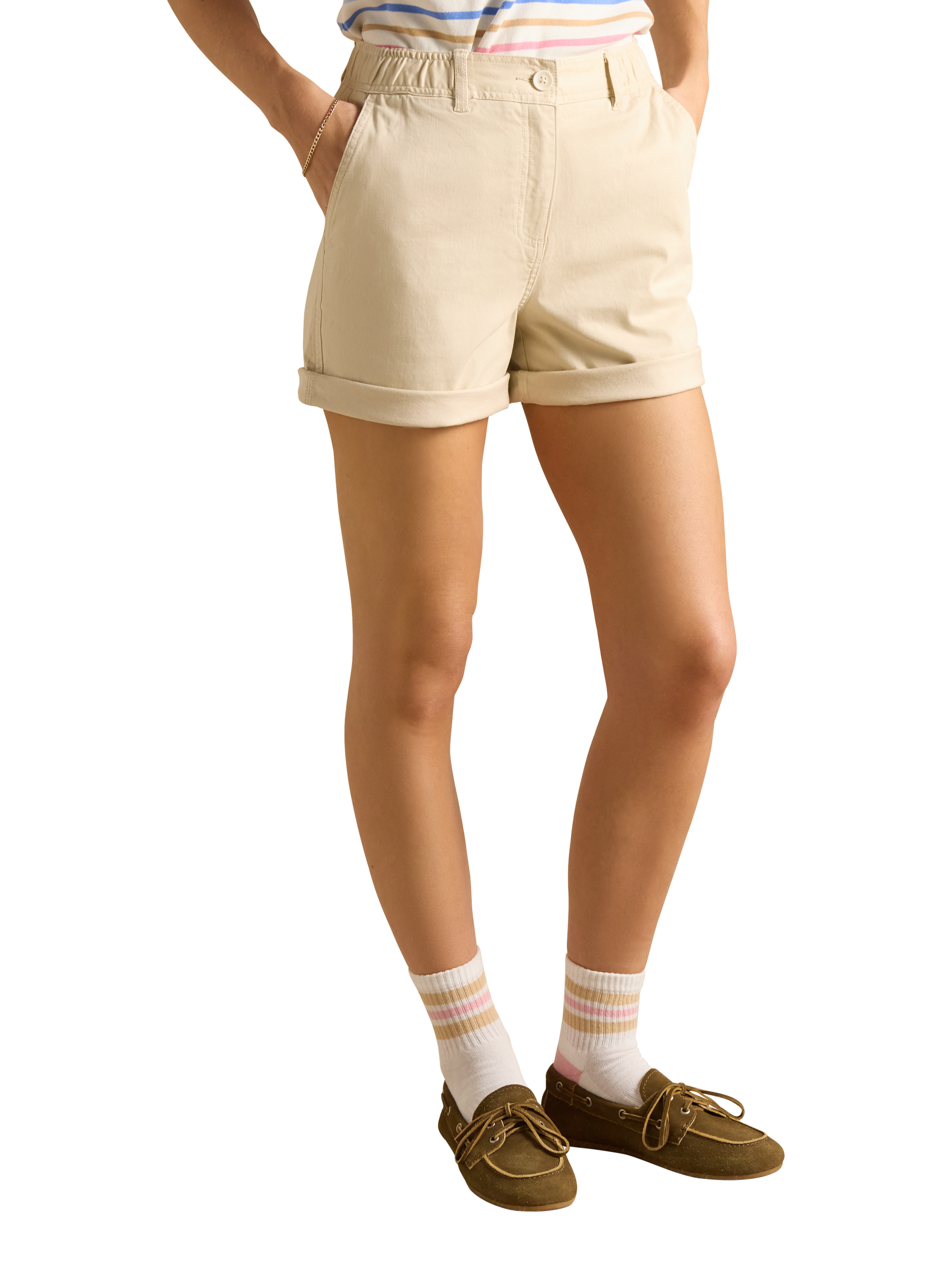 Product image 1 of 6, which shows Joules Cotton Blend Chino Shorts, Sand, 6