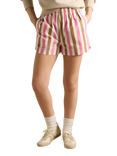 Joules Cotton Broad Stripe Shorts, Pink/Multi