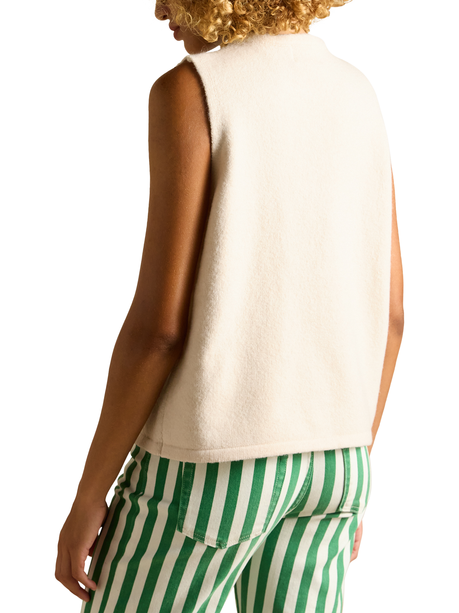 Product image 2 of 7, which shows Joules Button Through Soft Knit Vest, Cream, XS