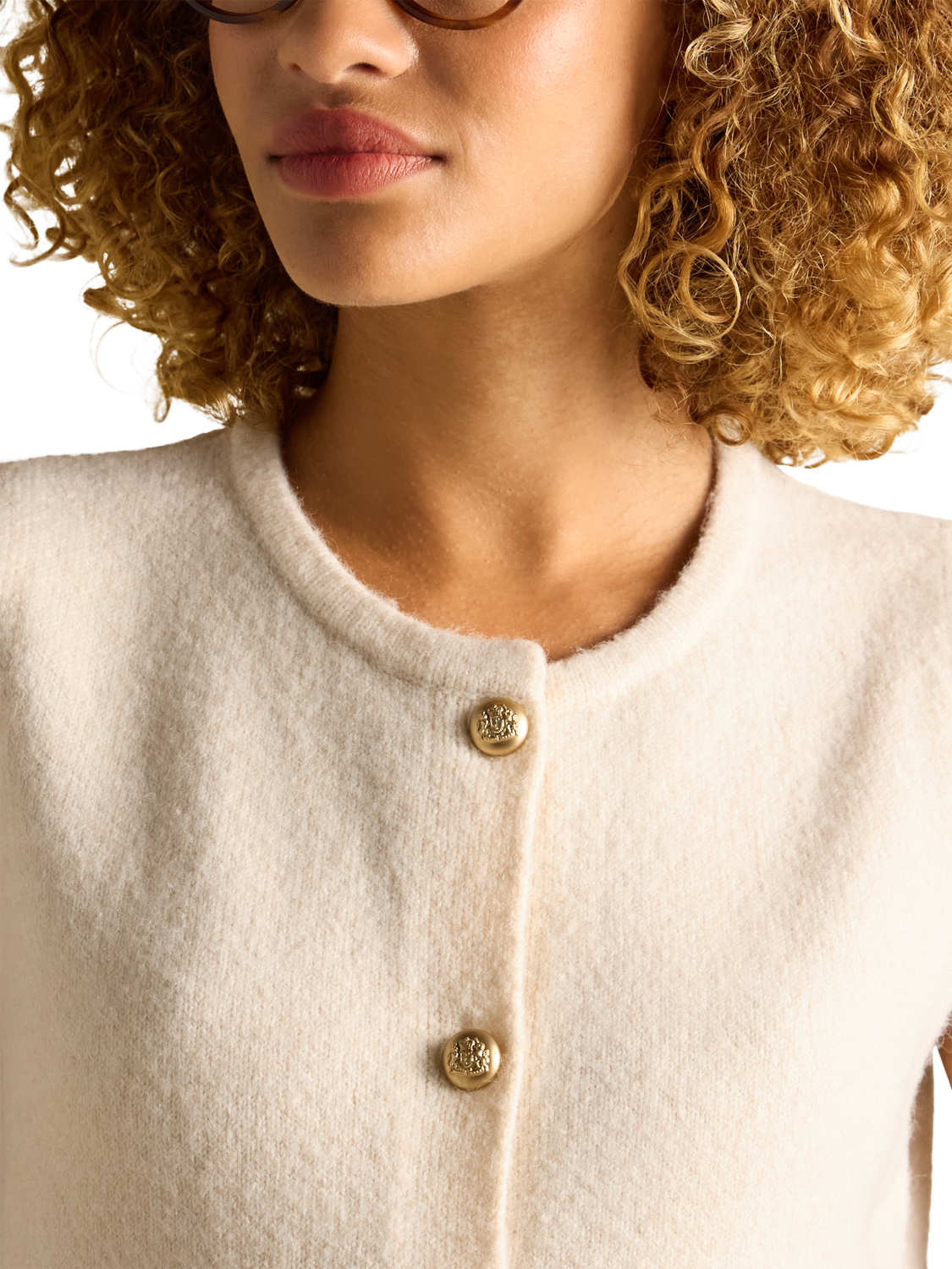 Product image 5 of 7, which shows Joules Button Through Soft Knit Vest, Cream, XS