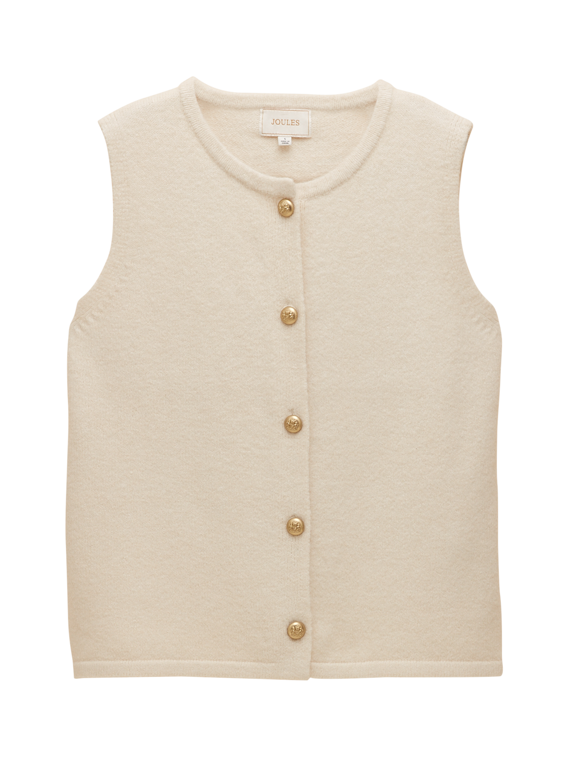 Product image 7 of 7, which shows Joules Button Through Soft Knit Vest, Cream, XS