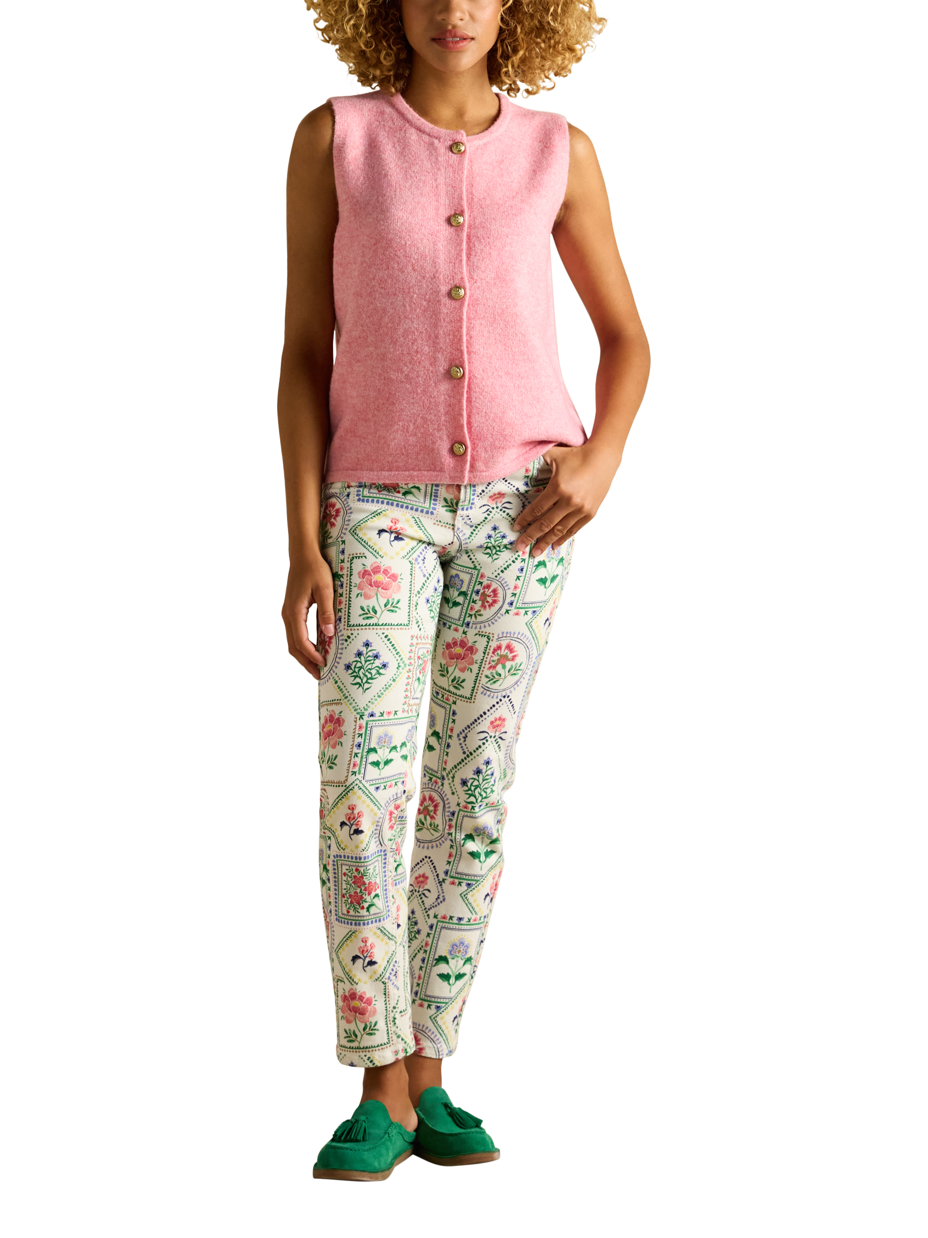 Product image 3 of 7, which shows Joules Holly Button Tank Top, Pink, XS