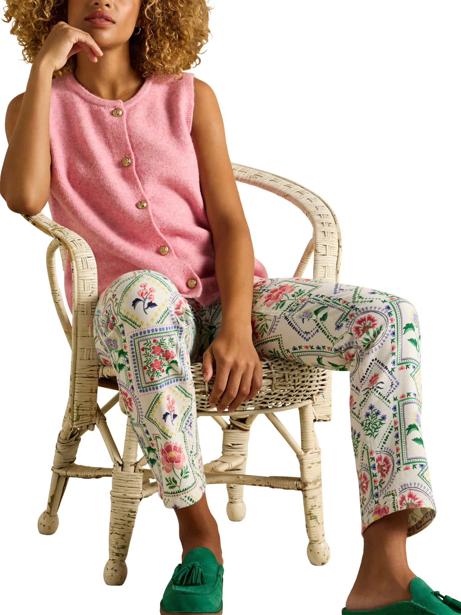 Product image 4 of 7, which shows Joules Holly Button Tank Top, Pink, XS