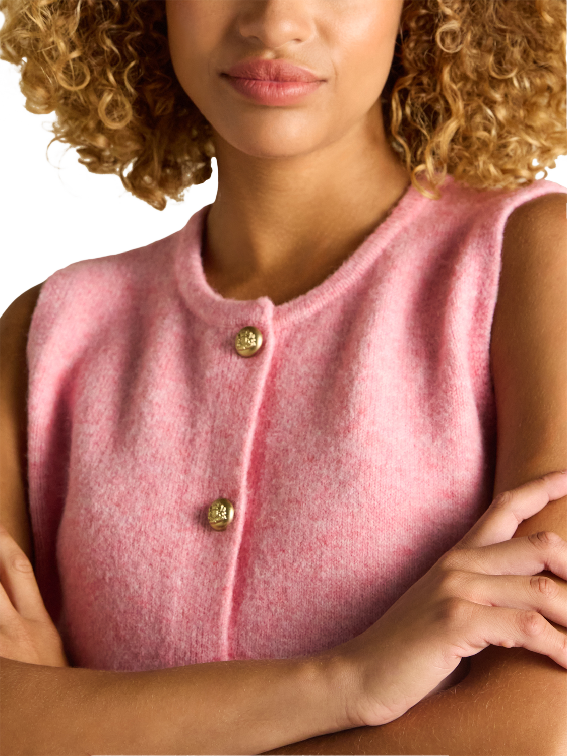 Product image 5 of 7, which shows Joules Holly Button Tank Top, Pink, XS