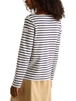 Joules Stripe Long Sleeve Top - view 2, Cream/Navy