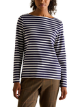 Joules Stripe Long Sleeve Top, Navy/Cream