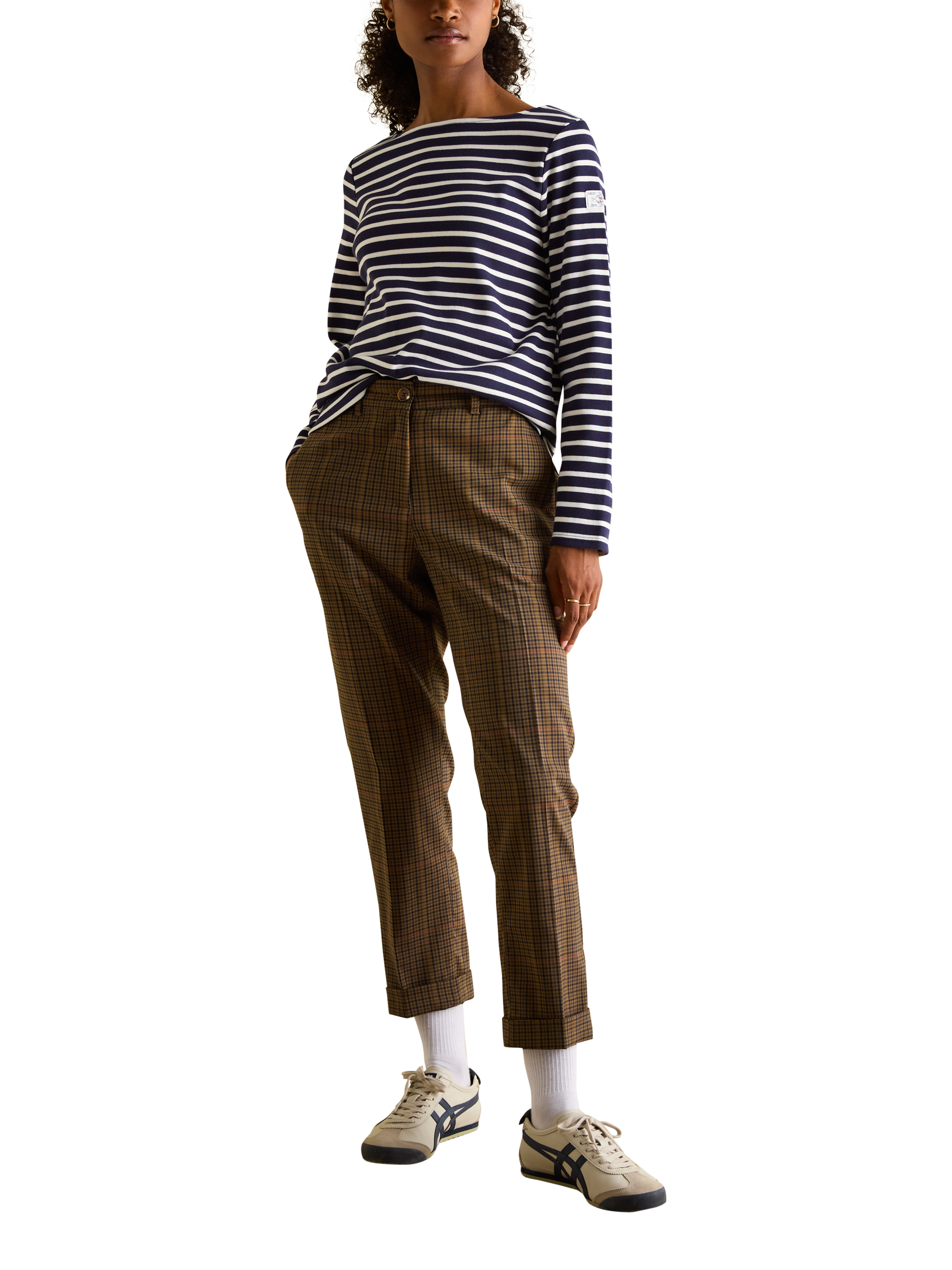 Product image 6 of 7, which shows Joules Stripe Long Sleeve Top, Navy/Cream, 6