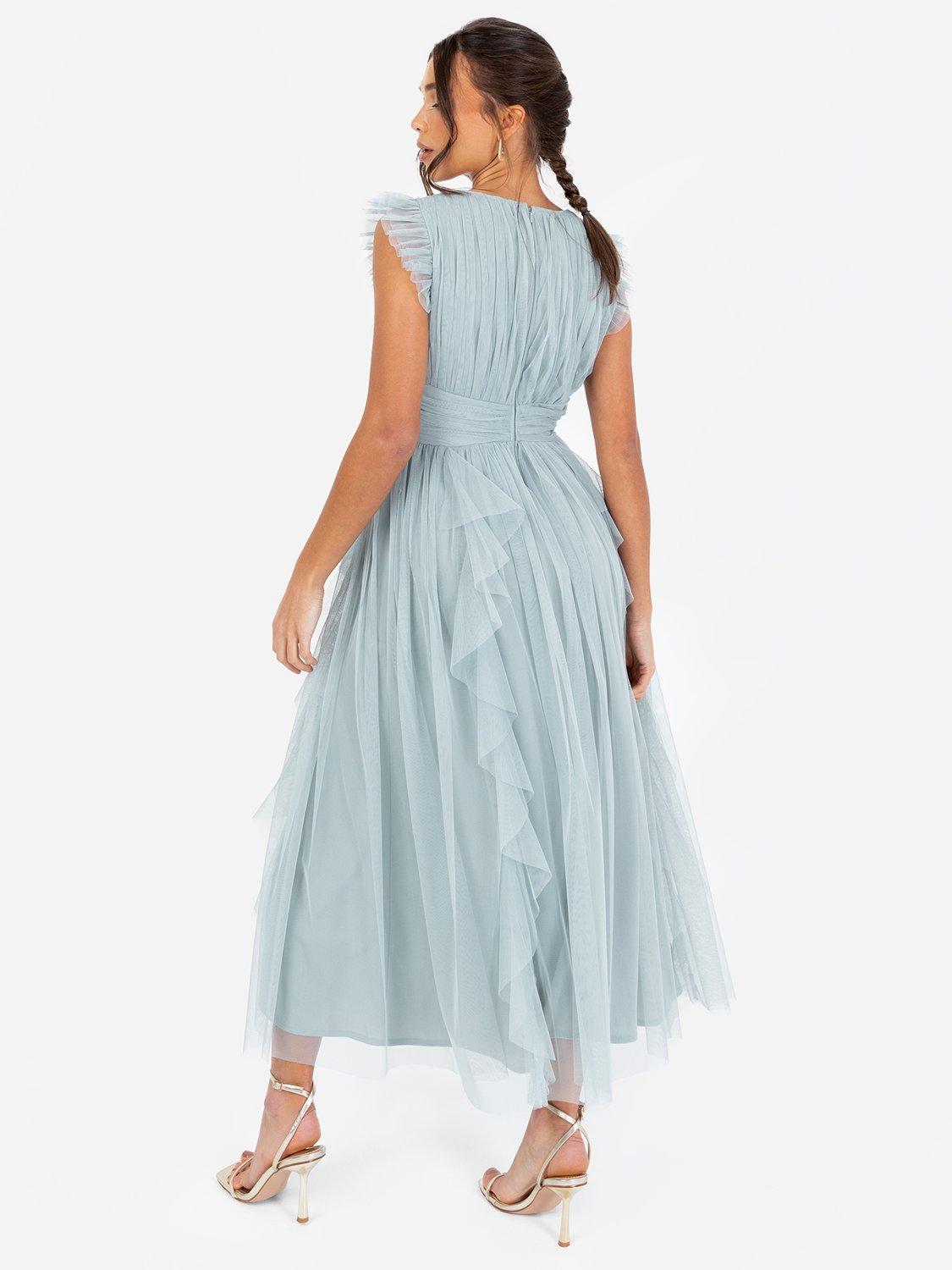 Product image 3 of 6, which shows Anaya With Love Gathered Tulle Midaxi Dress, Cloud Blue, 6