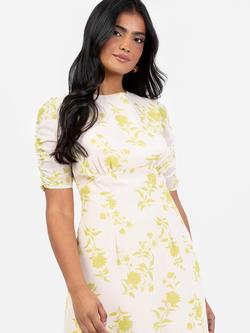 Anaya With Love Floral Ruffle Midaxi Dress, White/Chartreuse - view 2, White/Chartreuse