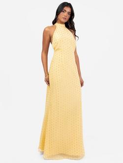Anaya With Love Foil Chiffon Halterneck Maxi Dress, Butter Yellow, Butter Yellow