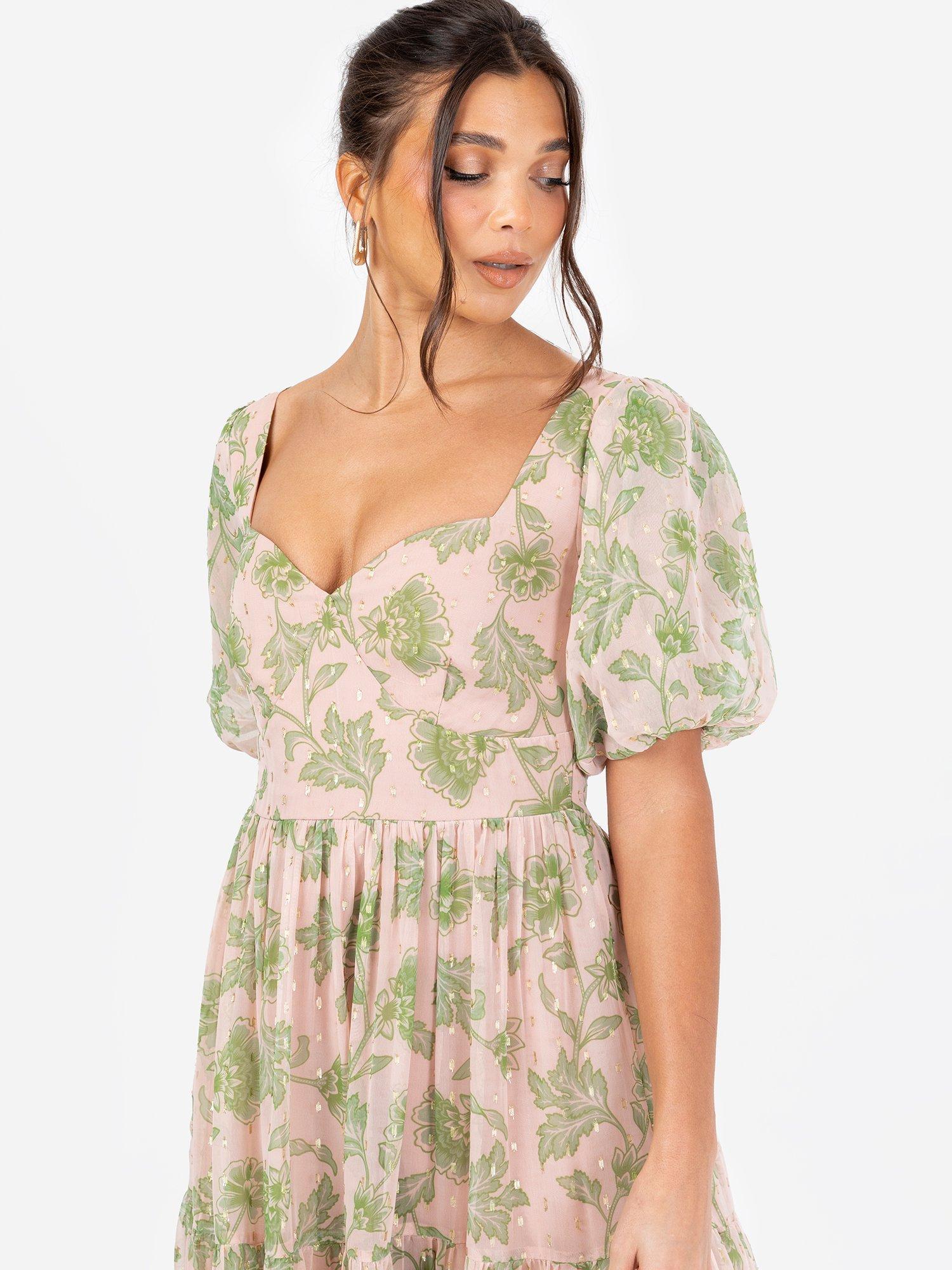 Product image 2 of 5, which shows Anaya With Love Puff Sleeve Shirred Back Midaxi Dress, Blush, 6