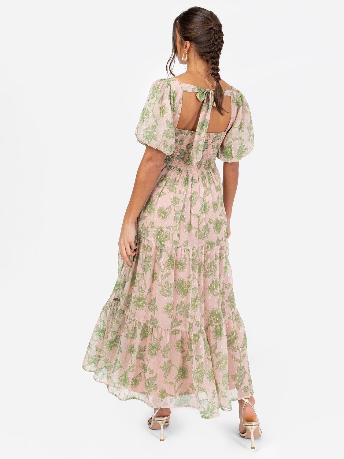 Product image 3 of 5, which shows Anaya With Love Puff Sleeve Shirred Back Midaxi Dress, Blush, 6