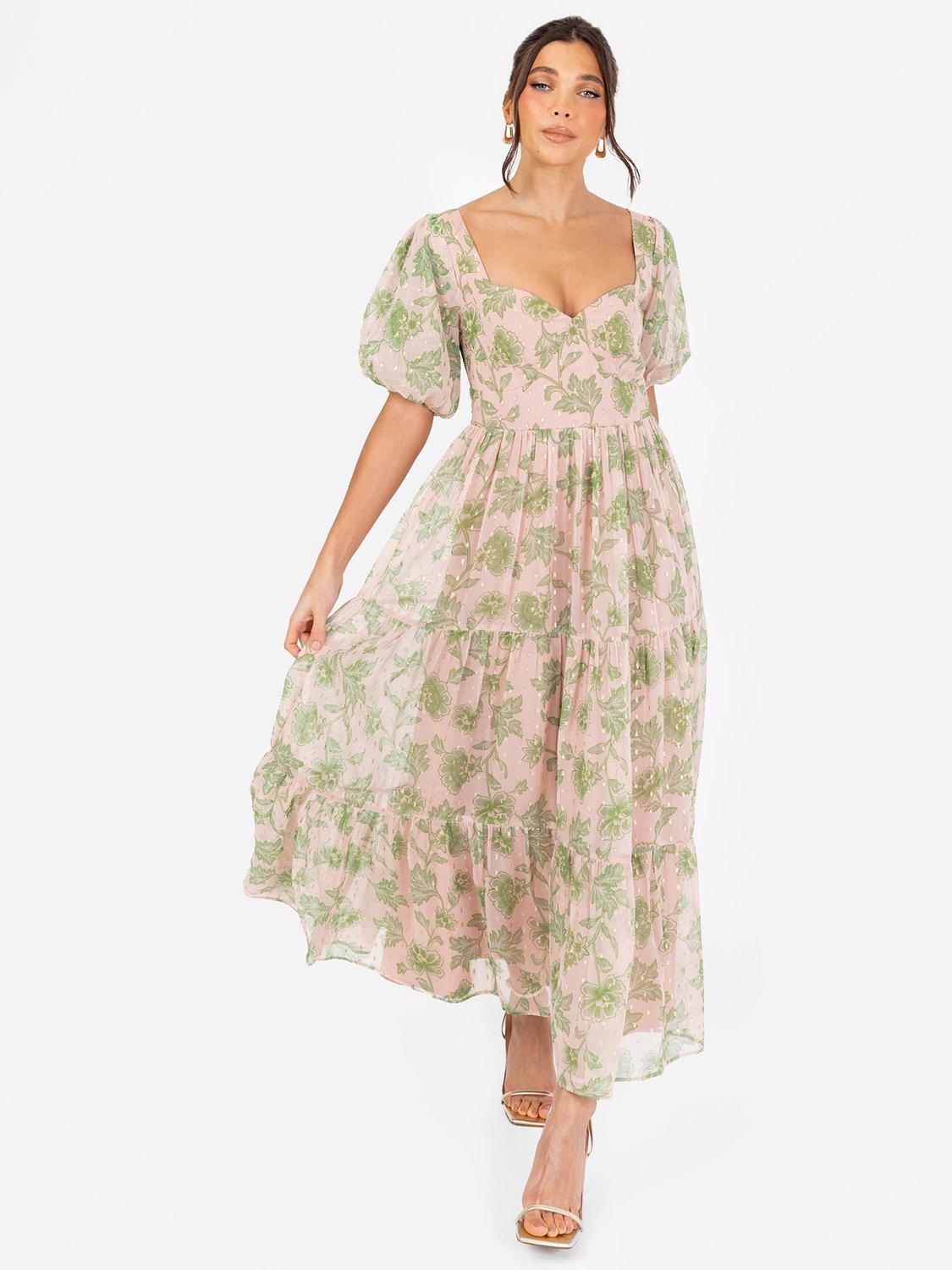 Product image 5 of 5, which shows Anaya With Love Puff Sleeve Shirred Back Midaxi Dress, Blush, 6
