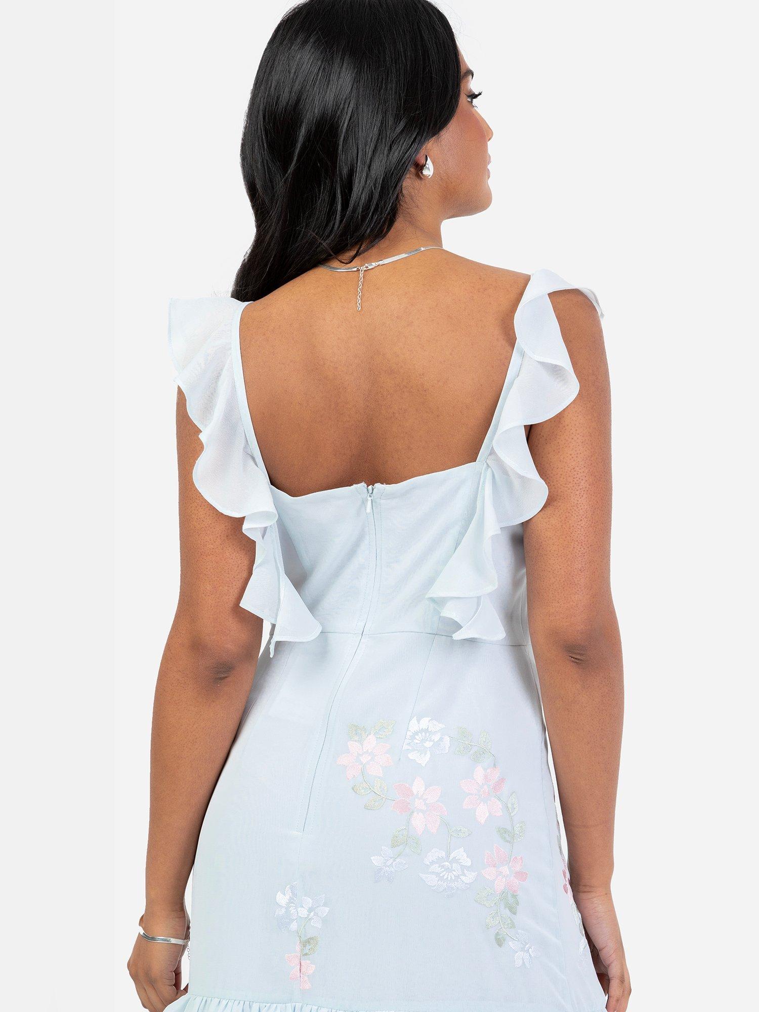 Product image 4 of 4, which shows Maya Deluxe Delicate Floral Embroidered Maxi Dress, Light Blue, 6