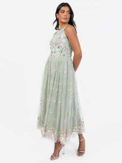 Maya Deluxe Embroidered Halterneck Midaxi Dress, Green Lily, Green Lily