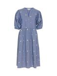 Soaked In Luxury Elly Josie Embroidered Denim Midi Dress, Medium Blue Denim