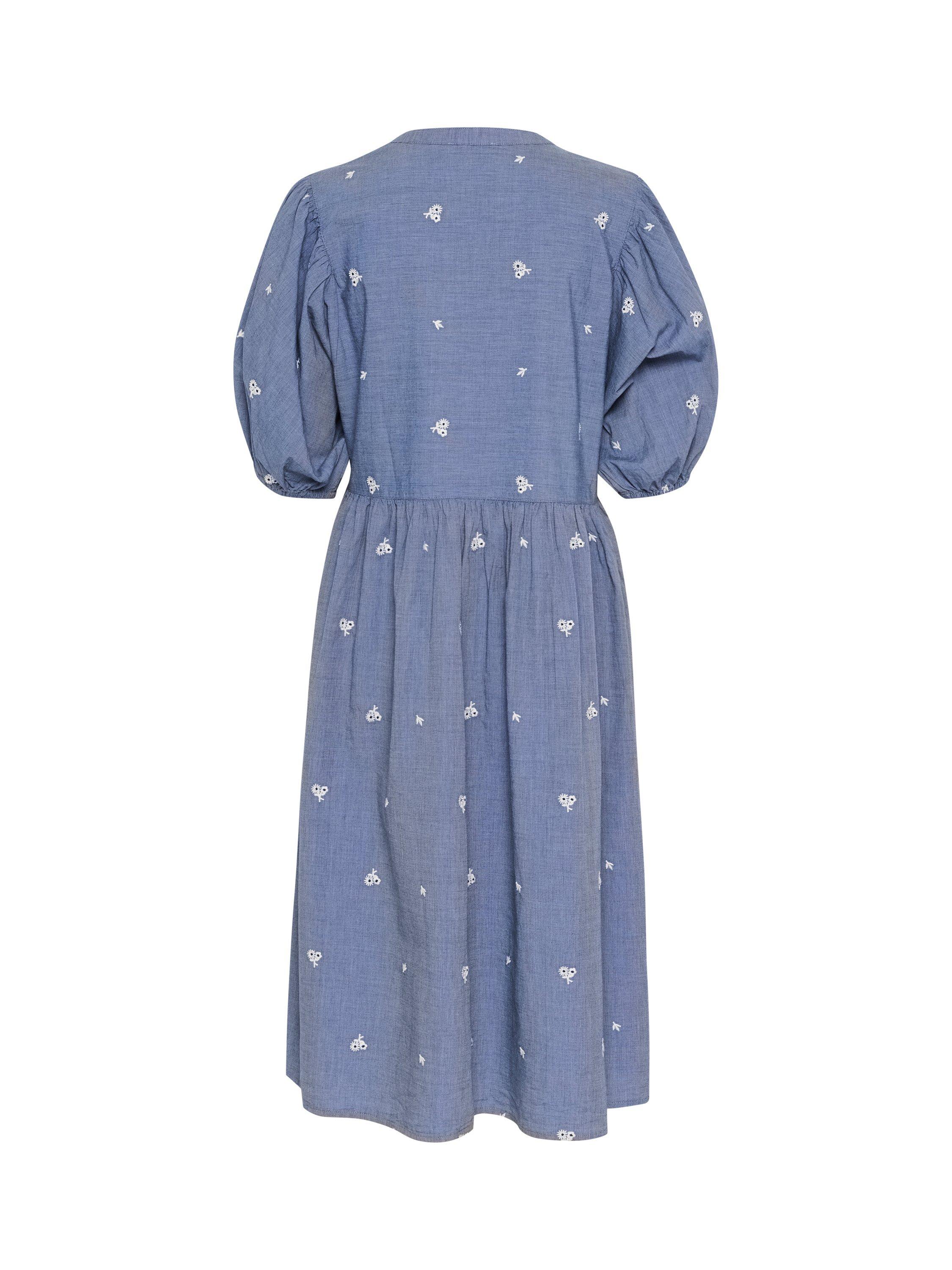 Product image 2 of 2, which shows Soaked In Luxury Elly Josie Embroidered Denim Midi Dress, Medium Blue Denim, S