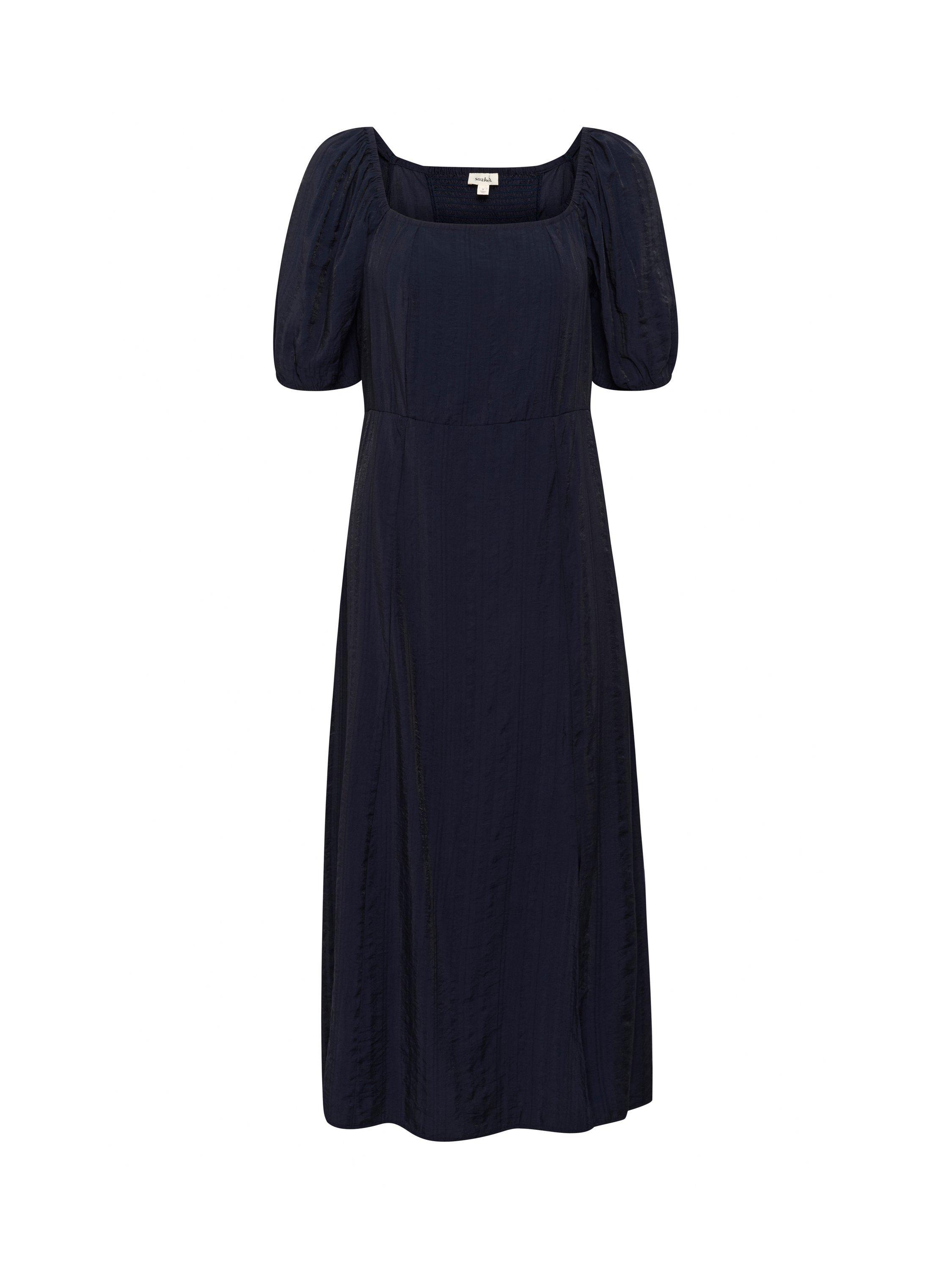 Product image 1 of 2, which shows Soaked In Luxury Emine Haiku Puff Sleeve Midi Dress, Night Sky, XS