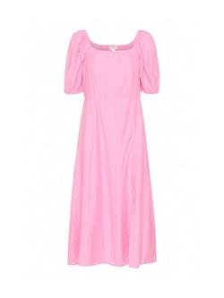 Soaked In Luxury Emine Haiku Puff Sleeve Midi Dress, Rosebloom