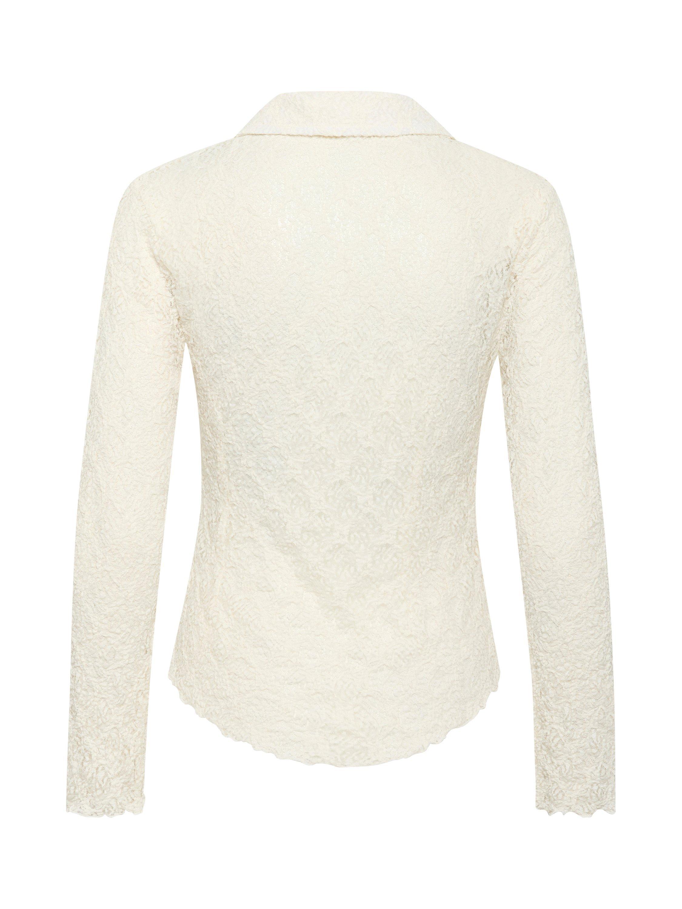 Product image 6 of 6, which shows Soaked In Luxury Jannet Lace Fitted Shirt, Whisper White, M