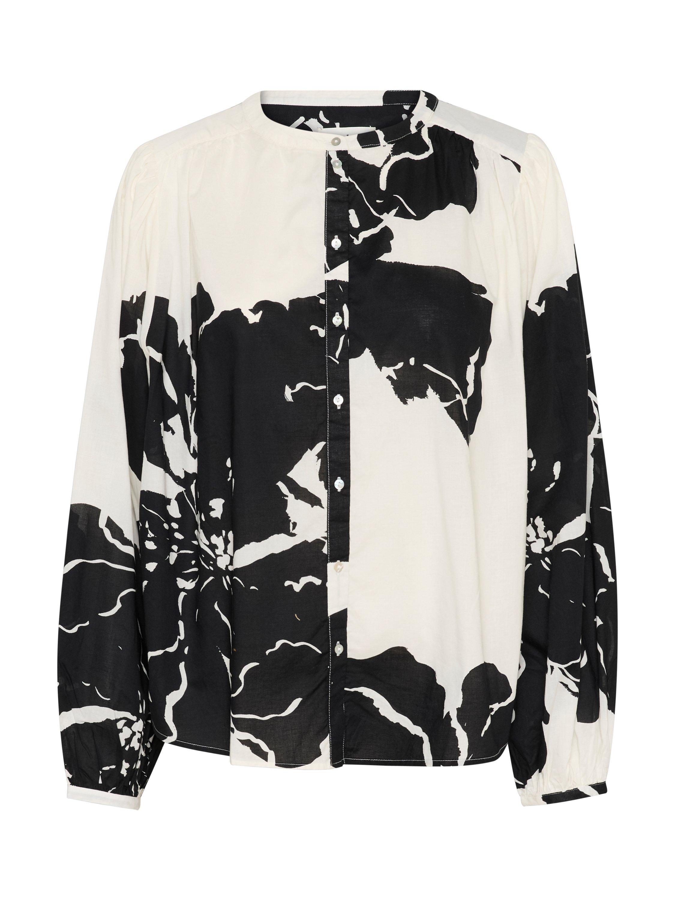 Product image 5 of 6, which shows Soaked In Luxury Joanne Floral Blouse, White/Black, XS