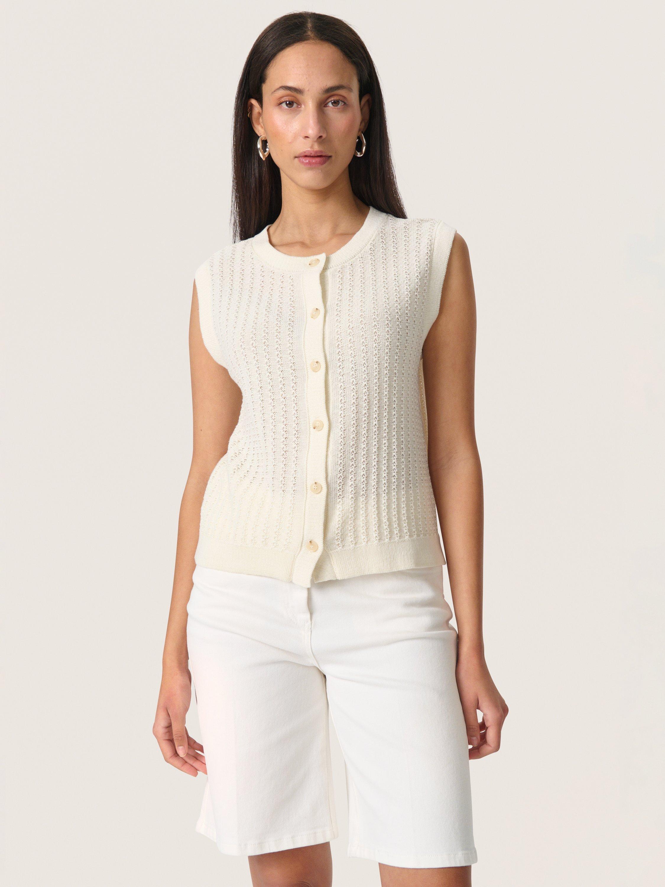 Product image 1 of 6, which shows Soaked In Luxury Susanna Textured Knit Top, Cream, M