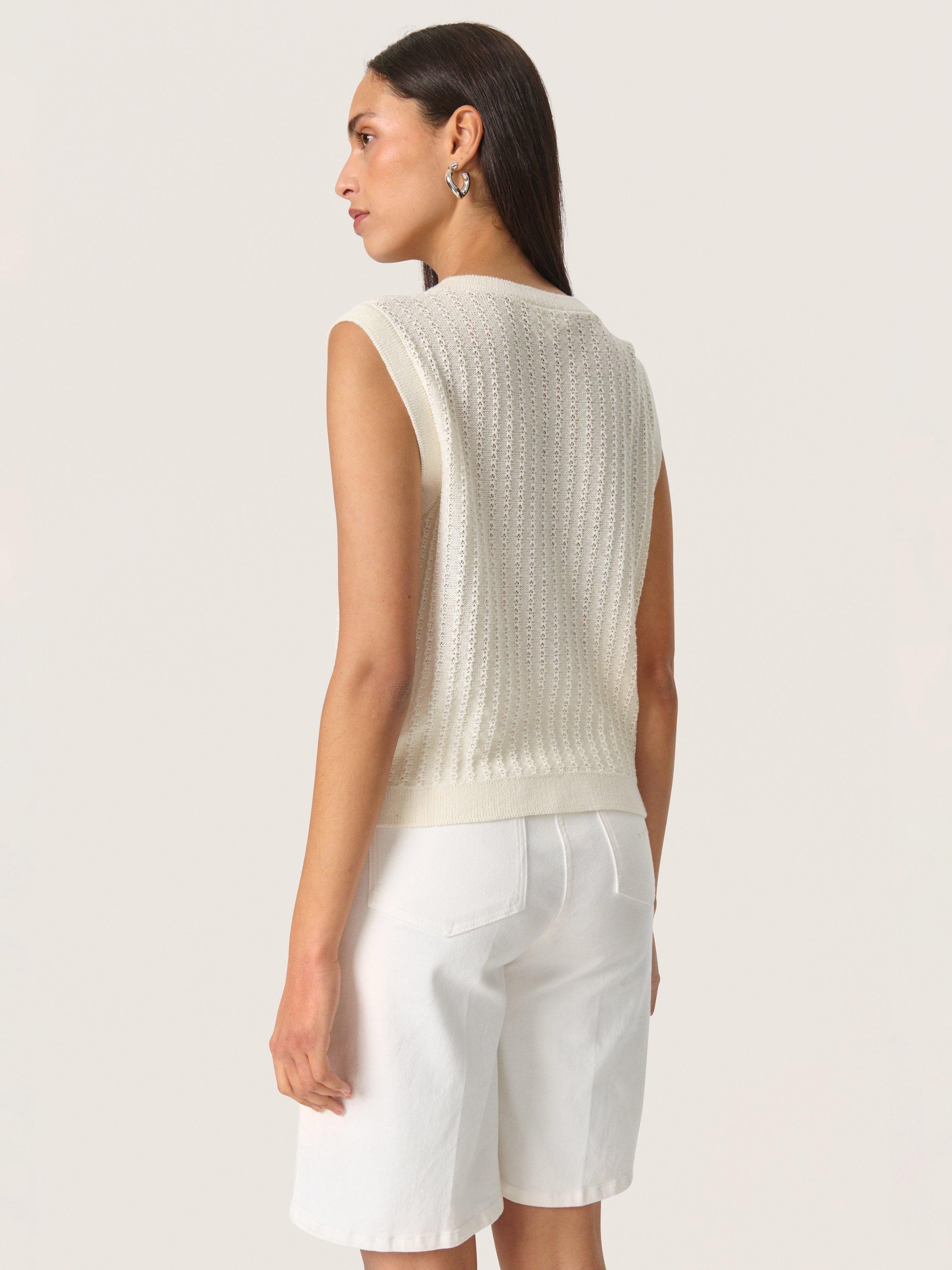 Product image 2 of 6, which shows Soaked In Luxury Susanna Textured Knit Top, Cream, M