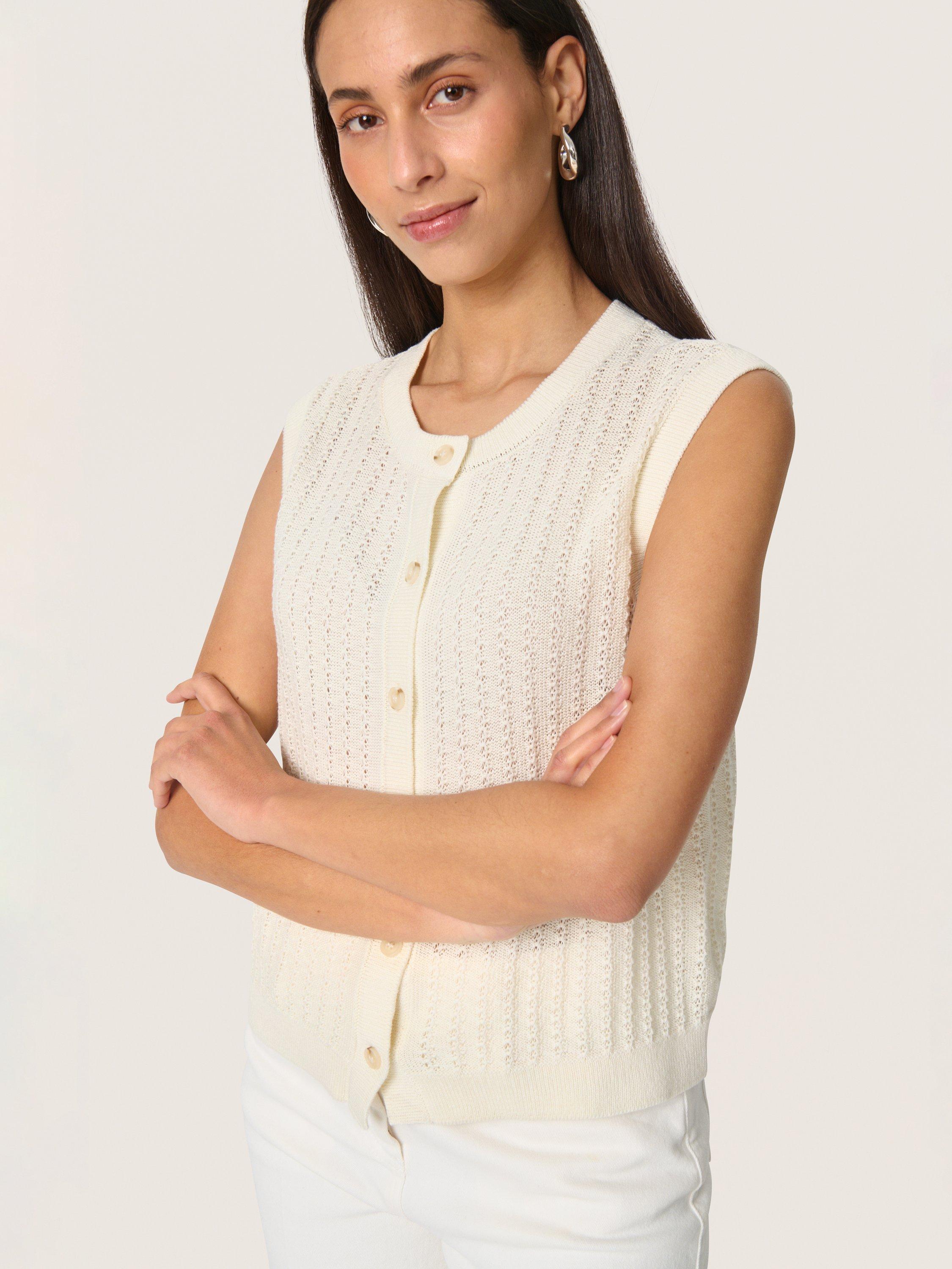 Product image 4 of 6, which shows Soaked In Luxury Susanna Textured Knit Top, Cream, M