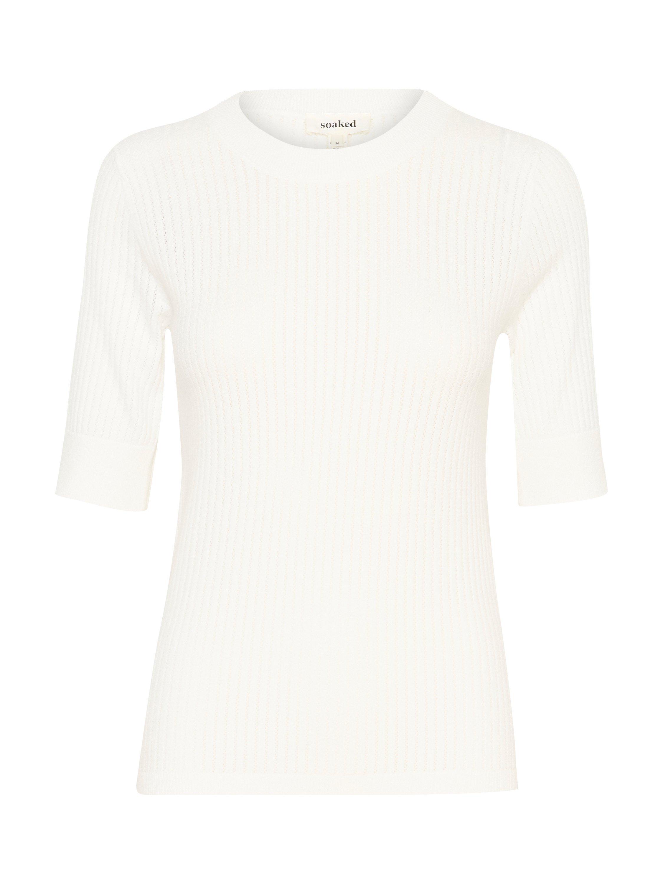 Product image 1 of 2, which shows Soaked In Luxury Spina Crew Neck T-Shirt, Off White, XS