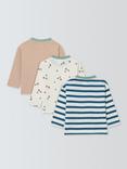 John Lewis Baby Apple Long Sleeve Top, Pack of 3, Multi