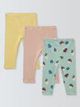 John Lewis Baby Mushroom Leggings, Pack of 3, Multi