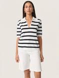 Soaked In Luxury Spina Stripe Polo Jumper, Black/White