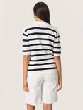 Soaked In Luxury Spina Stripe Polo Jumper, Black/White
