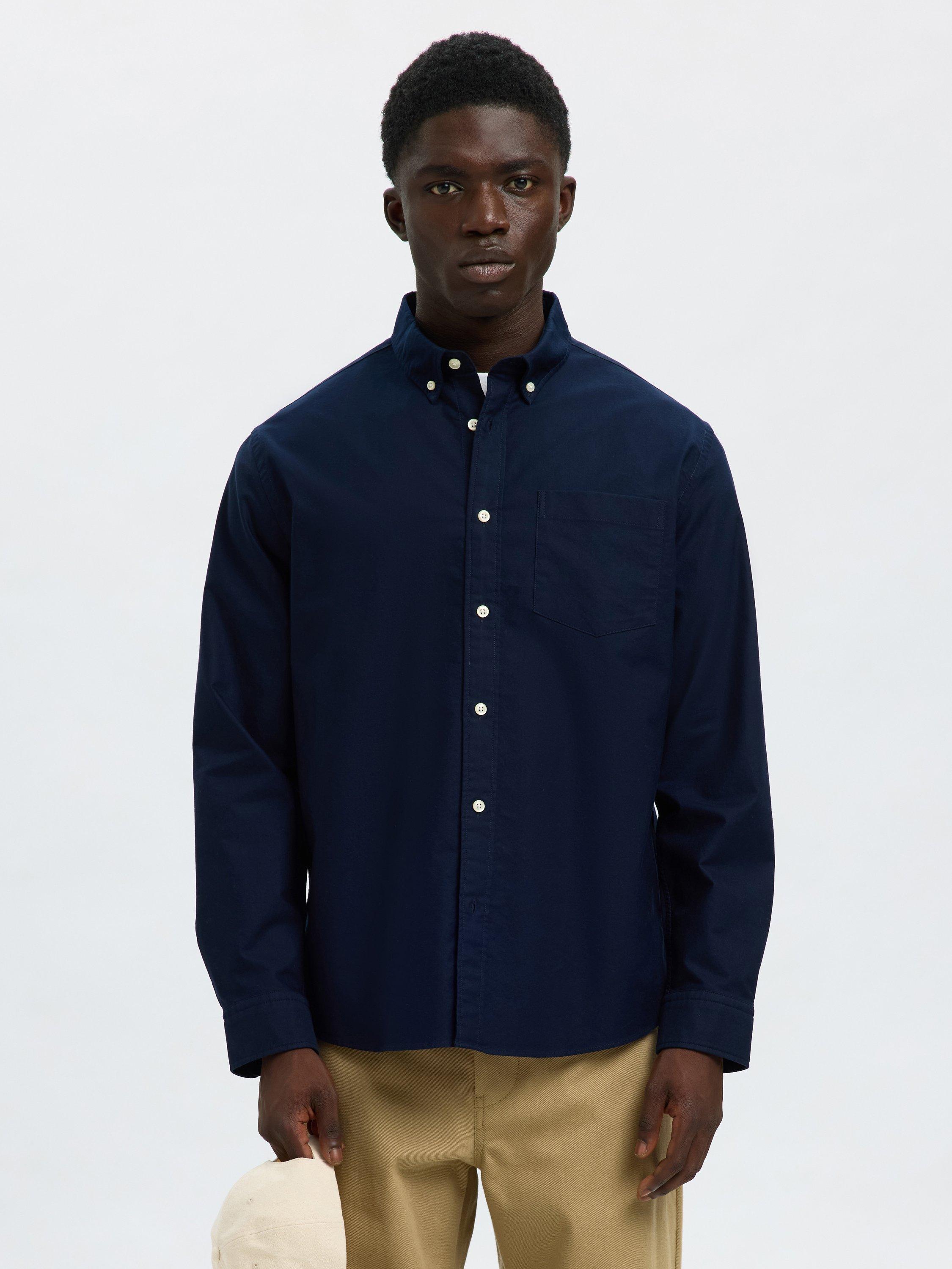 Product image 1 of 6, which shows SELECTED HOMME Regrick Long Sleeve Button Shirt, Sky Captain, S