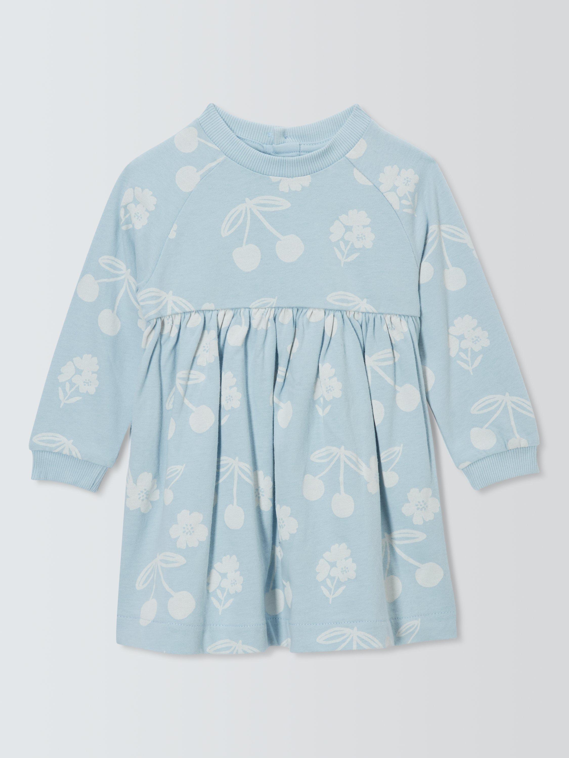 Product image 1 of 3, which shows John Lewis Baby Cherry Jersey Dress, Natural, 0-3 months