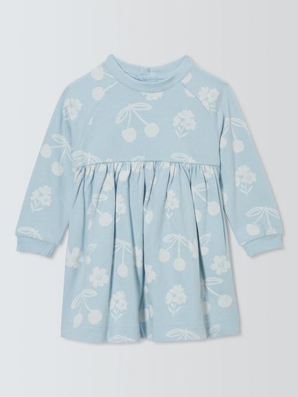 John Lewis Baby Cherry Jersey Dress, Natural, Natural