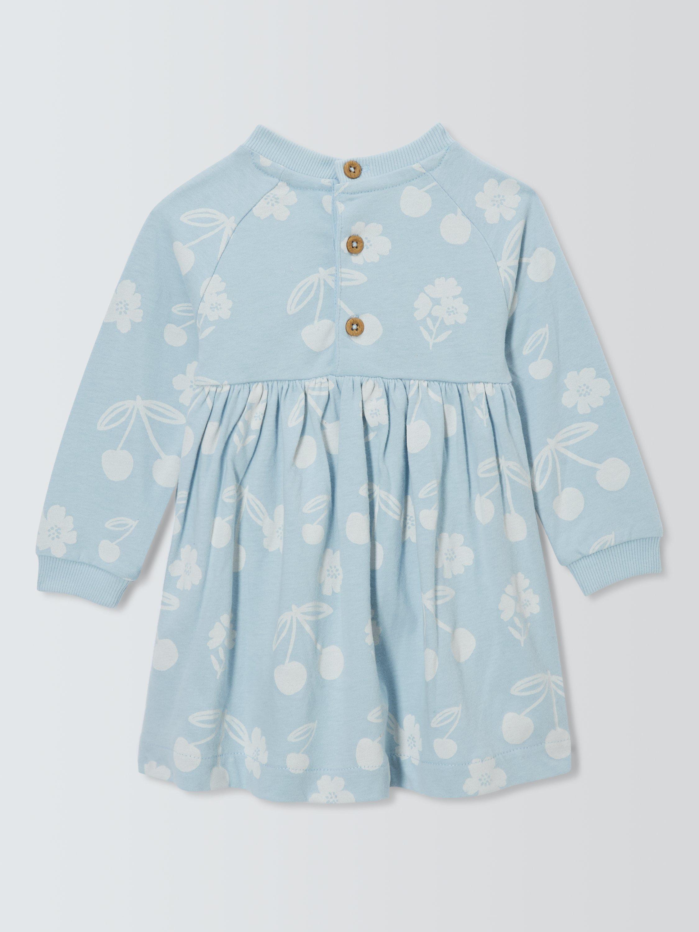 Product image 2 of 3, which shows John Lewis Baby Cherry Jersey Dress, Natural, 0-3 months