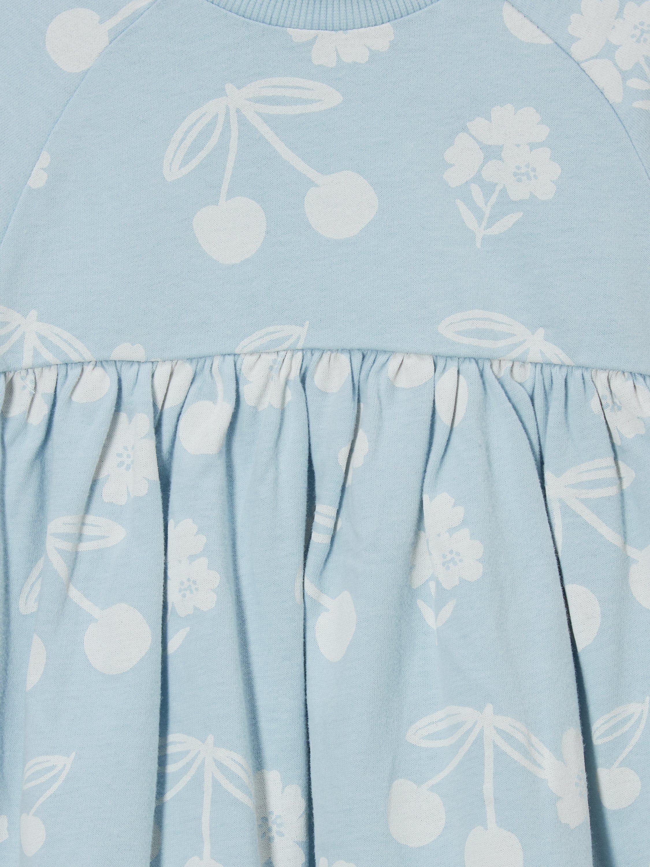 Product image 3 of 3, which shows John Lewis Baby Cherry Jersey Dress, Natural, 0-3 months
