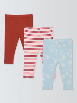 John Lewis Baby Leggings, Pack of 3, Multi - view 2, Multi